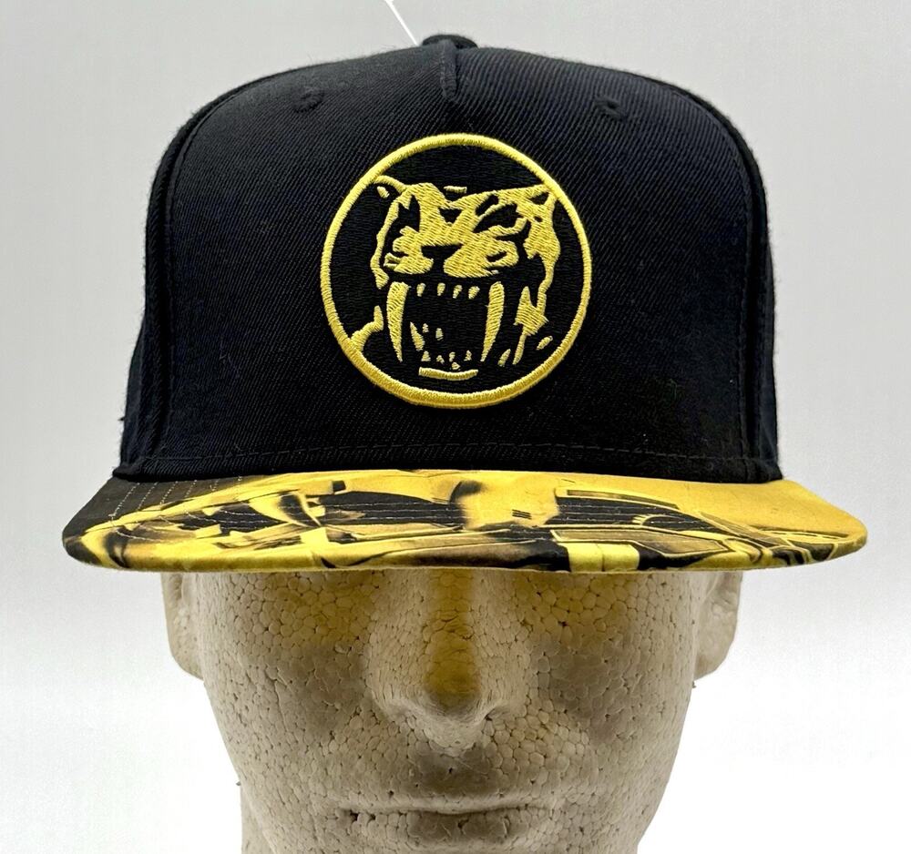 Mighty Morphin Power Rangers Sabertooth Black/Yellow Snapback Hat - New No Tags
